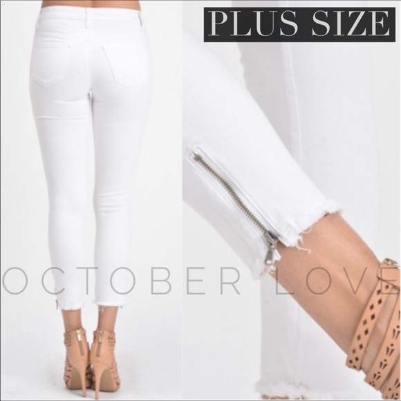 Curvy Fit, Cropped Raw Hem Ankle Side Zipper - Picture 2 of 8